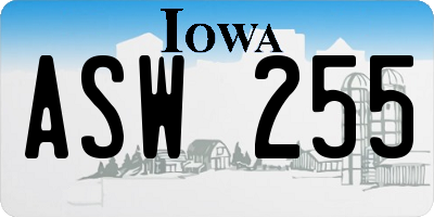 IA license plate ASW255