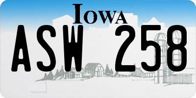 IA license plate ASW258