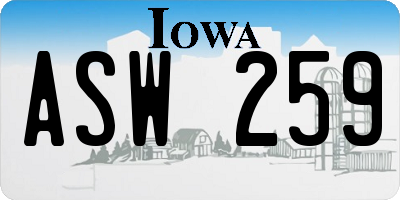 IA license plate ASW259