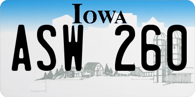 IA license plate ASW260