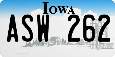 IA license plate ASW262