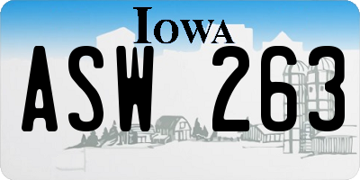 IA license plate ASW263