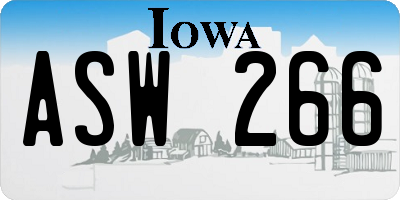 IA license plate ASW266