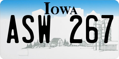 IA license plate ASW267