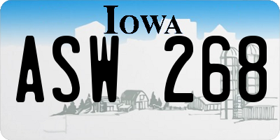 IA license plate ASW268