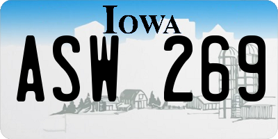 IA license plate ASW269