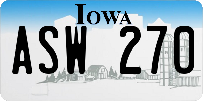 IA license plate ASW270