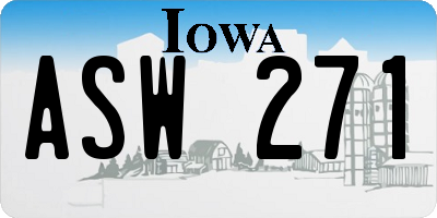 IA license plate ASW271