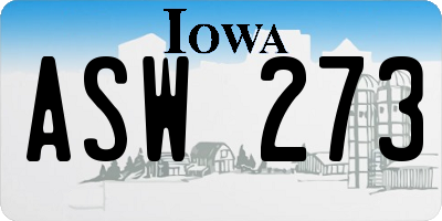 IA license plate ASW273