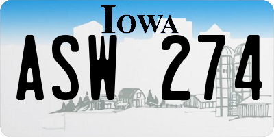 IA license plate ASW274