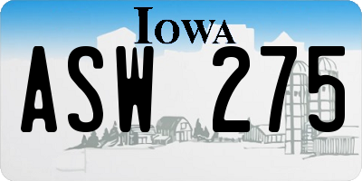 IA license plate ASW275