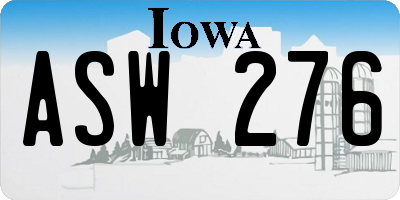 IA license plate ASW276