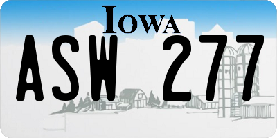 IA license plate ASW277