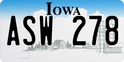 IA license plate ASW278