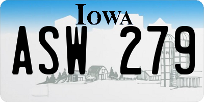 IA license plate ASW279