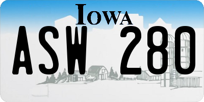 IA license plate ASW280