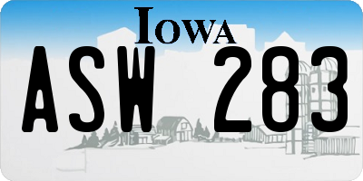 IA license plate ASW283