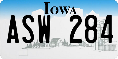 IA license plate ASW284