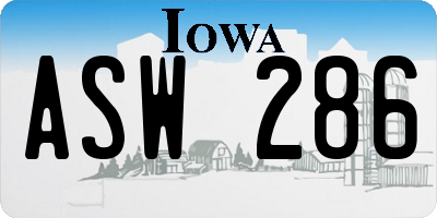IA license plate ASW286