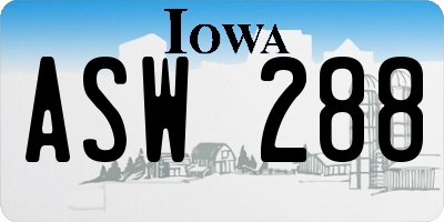 IA license plate ASW288