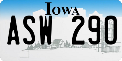 IA license plate ASW290