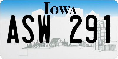 IA license plate ASW291