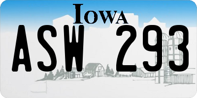 IA license plate ASW293
