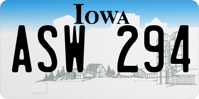 IA license plate ASW294