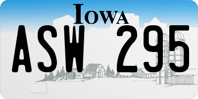 IA license plate ASW295