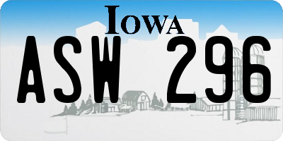 IA license plate ASW296