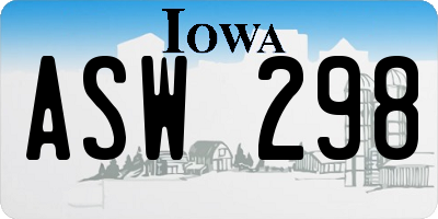 IA license plate ASW298