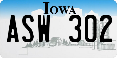IA license plate ASW302