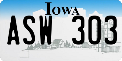 IA license plate ASW303