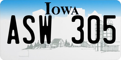 IA license plate ASW305