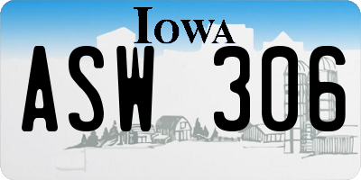 IA license plate ASW306