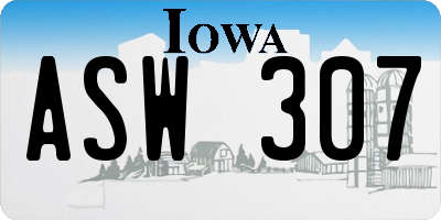 IA license plate ASW307