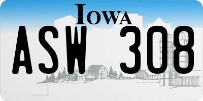 IA license plate ASW308