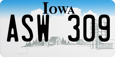 IA license plate ASW309