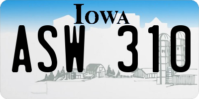 IA license plate ASW310