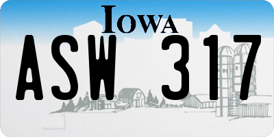 IA license plate ASW317