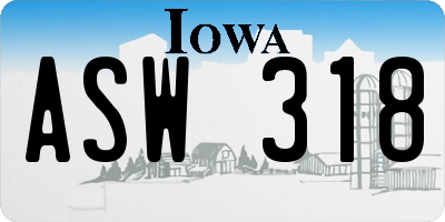 IA license plate ASW318