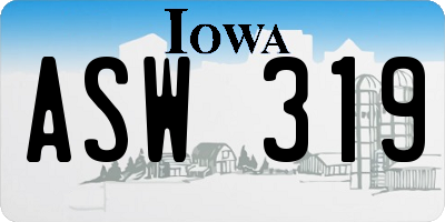IA license plate ASW319