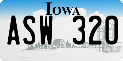 IA license plate ASW320