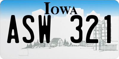 IA license plate ASW321
