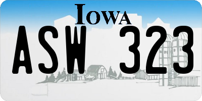 IA license plate ASW323