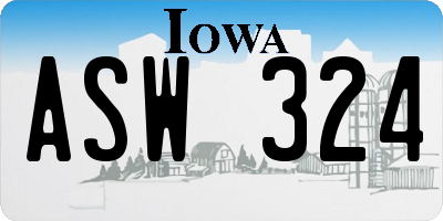 IA license plate ASW324