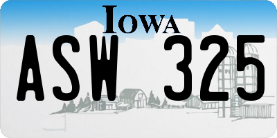 IA license plate ASW325