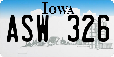IA license plate ASW326