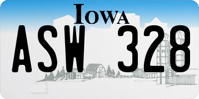 IA license plate ASW328