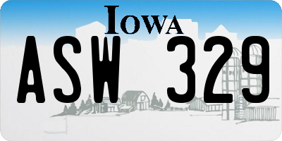 IA license plate ASW329